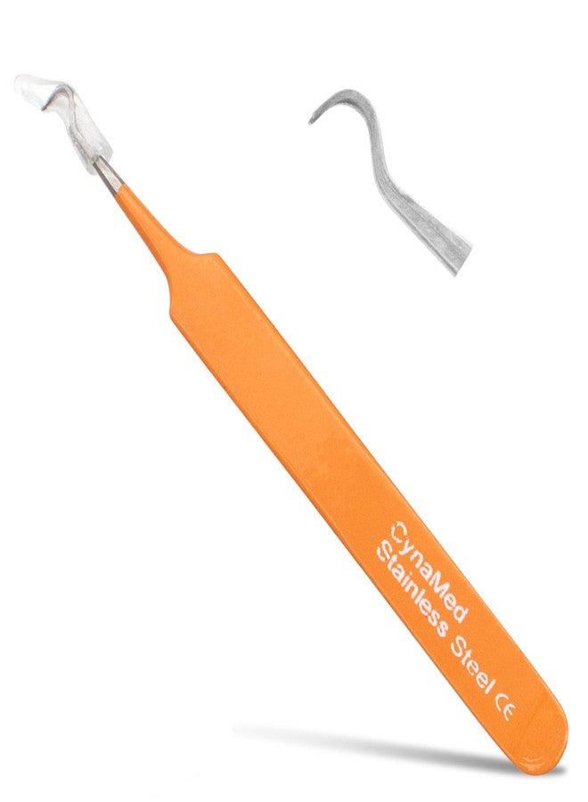CYNAMED Blackhead Tweezer - Professional Curved Steel Tip Surgical Comedone & Splinter Extractor. Ideal Blemish & Acne Remover Tool Means Flawless Facial Skin (Orange) - Image 1